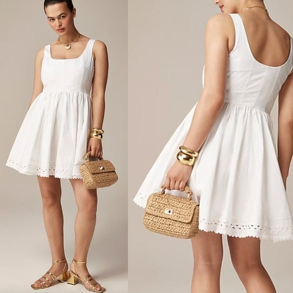 J. Crew Dresses & Skirts - J. Crew White Fit-and-flare mini dress with rickrack trim NWT
